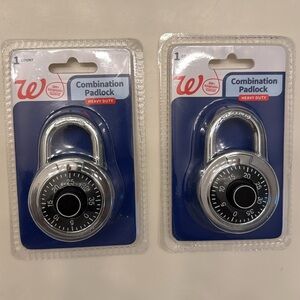 (2 Pack) Heavy Duty Silver Combination Padlock